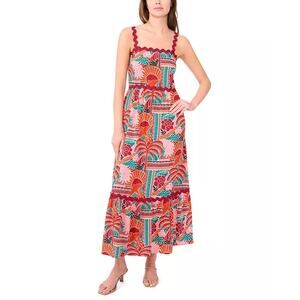 MSK Women's Sleeveless Square-Neck Tropical Maxi Dress XL